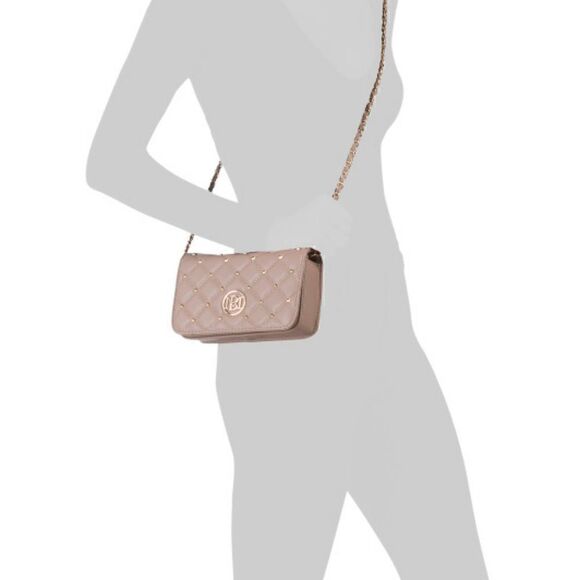 BADGLEY MISCHKA Diamond Quilted Red Crossbody Bag with Studs and Circle Logo NWT - Picture 9 of 10